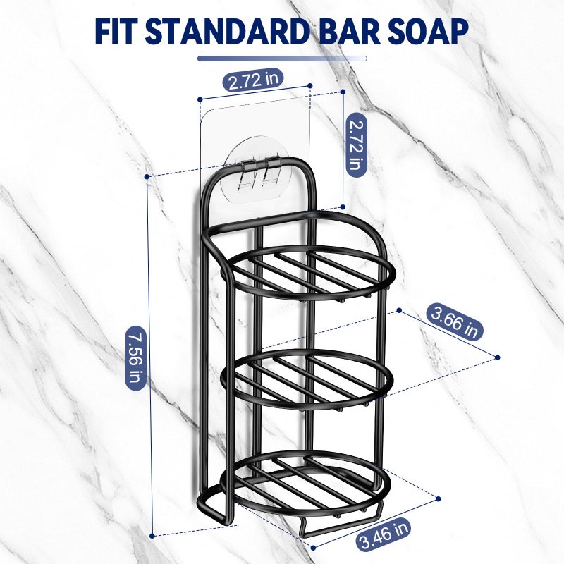 Yoshiky 3-Tier Shower Soap Shampoo Bar Holder  Self Adhesive & Freestanding Draining Bathroom Soap Dish Caddy for Bathroom Wall Accesories Decor - Image 4